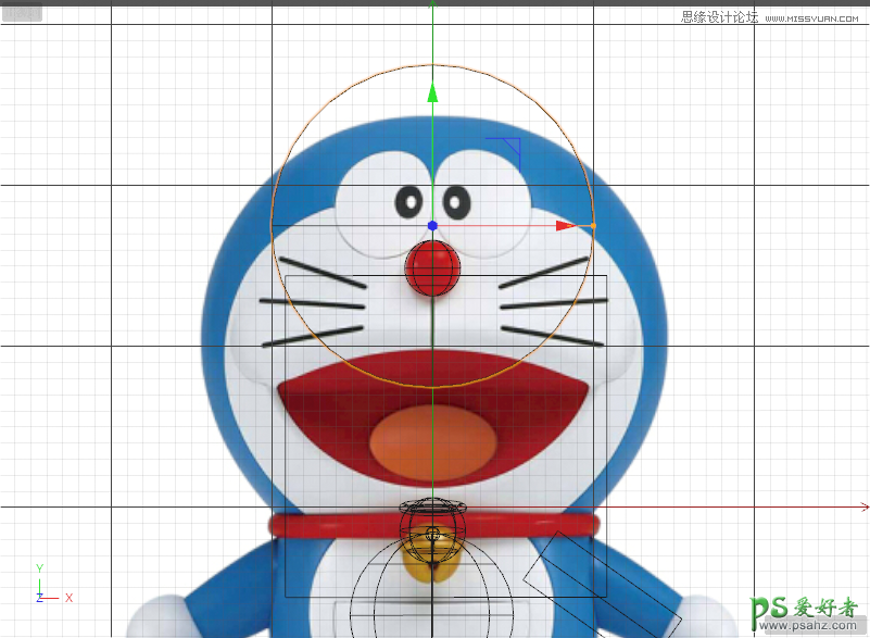 C4D建模教程：详细讲解卡通机器猫哆啦A梦图片的建模及渲染。