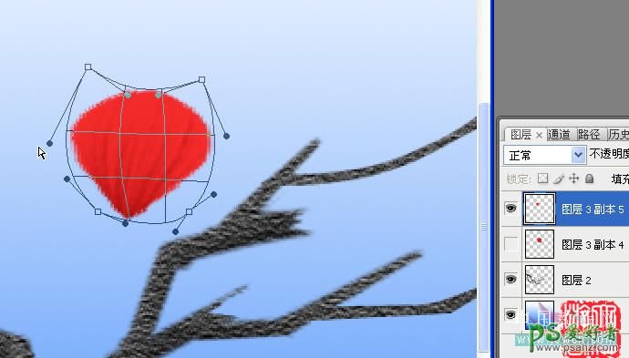 PS鼠绘教程：绘制一棵漂亮的梅花树失量图片素材，梅花看上去很艳