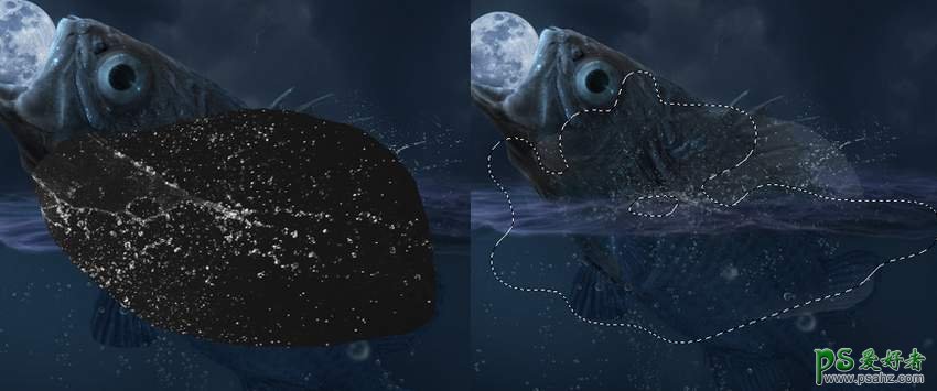 PS经典合成实例：创意合成一个吞噬月亮的鱼怪，大鱼吞噬月亮