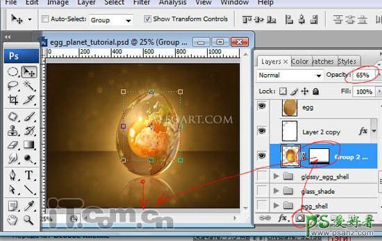 PS合成教程：经典合成一颗装有地球图案的玻璃蛋