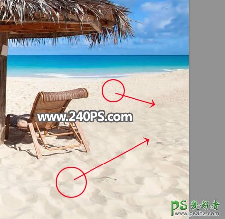 PS抠图进阶教程：用仿制图章工具去除沙滩海景照片中多余的椅子