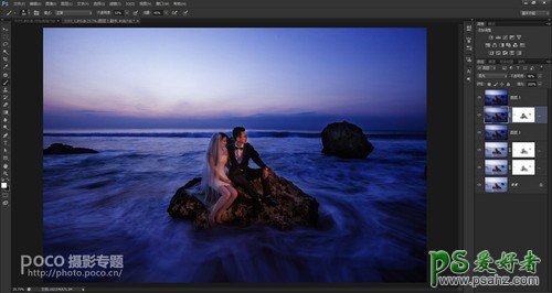 PS合成教程：创意合成超绚丽色彩的海景婚纱照，梦幻海景婚片效果