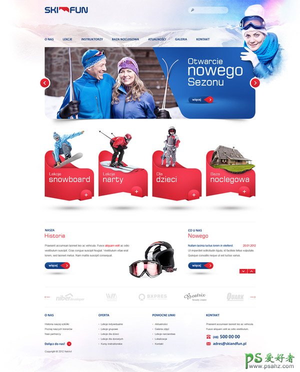 美观大气的滑雪主题网页设计作品，滑雪运动网页封面设计作品欣赏