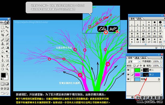 photoshop鼠绘一棵超美的古树卡通插画效果图