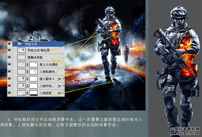 PS合成教程：创意合成科幻效果的战争游戏人物海报