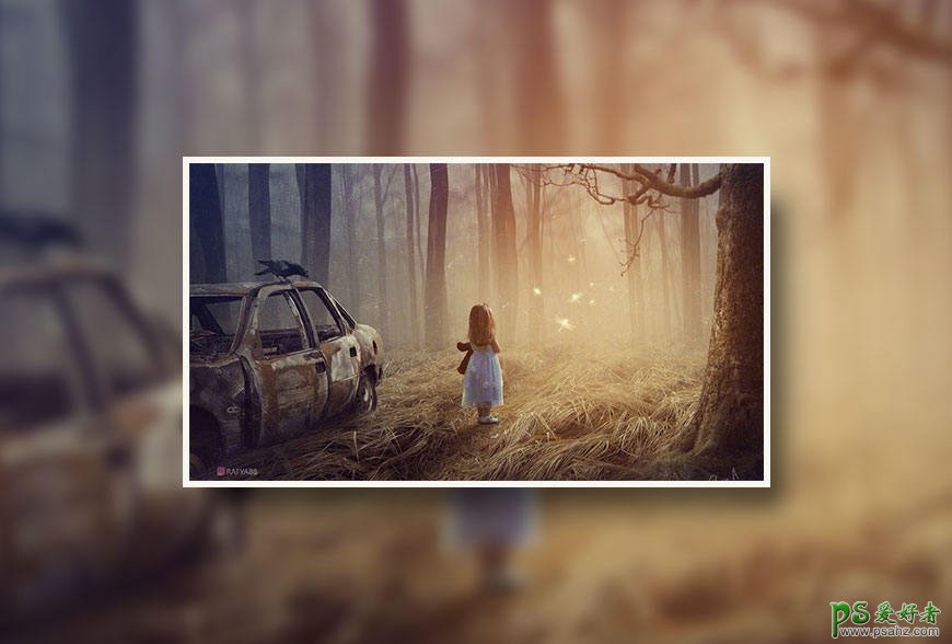 PS奇纪场景合成教程：打造魔幻森林里好奇的小女孩儿行走的场景。