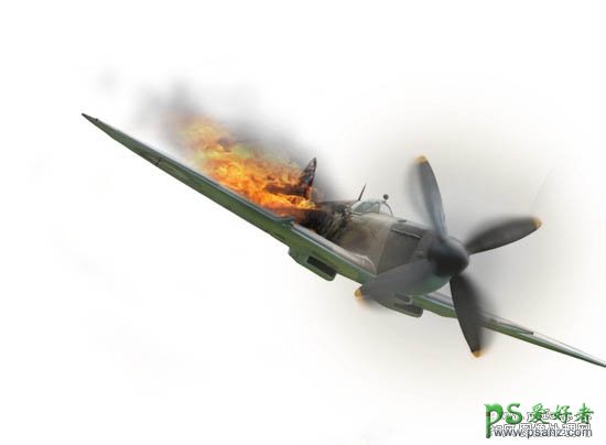 国外PS合成教程：打造一架中弹后燃烧坠地的军用飞机