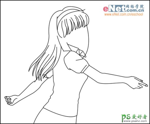 PS鼠绘教程：手绘卡通动画里的美女诗织漂亮小美女失量图片