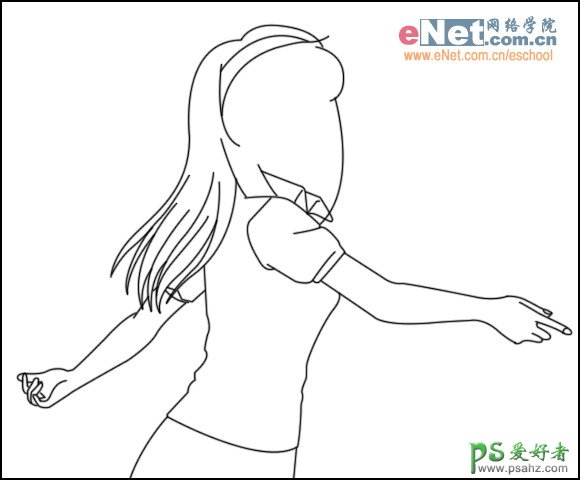 PS鼠绘教程：手绘卡通动画里的美女诗织漂亮小美女失量图片