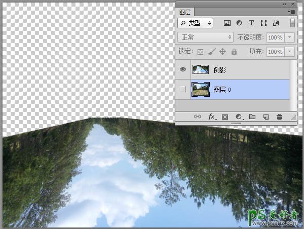 PS照片美化：利用滤镜工具给翠绿的树林风景照片制作出水波倒影效