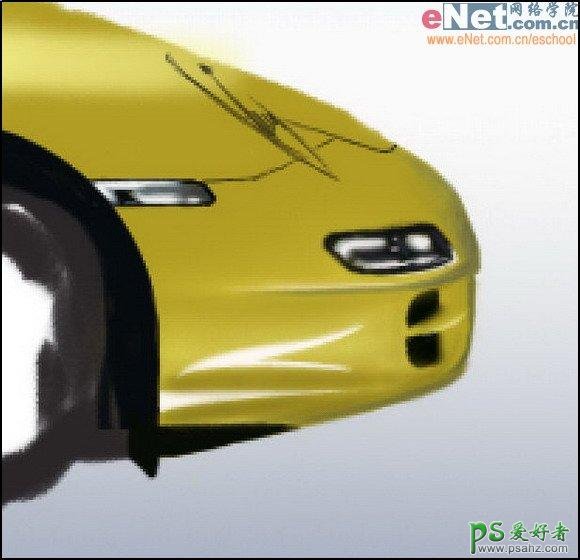 PS鼠绘教程：手绘经典的黄色保时捷跑车素材图片教程