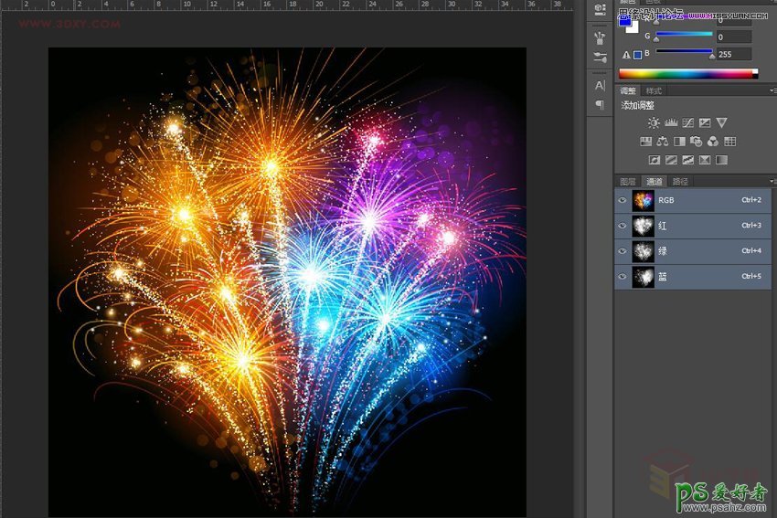 PS快速抠图教程：学习用通道巧妙的抠出绚丽的烟花效果图