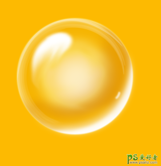 Photoshop鼠绘金黄色风格的质感透明气泡，水晶泡泡制作教程