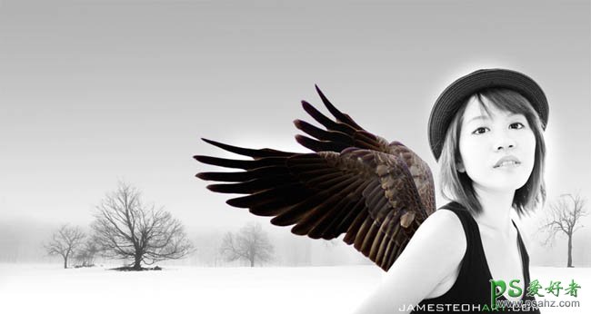 photoshop设计经典的雪域天使MM艺术照