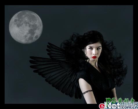 PS美女图片合成教程：打造暗夜里黑色的天使