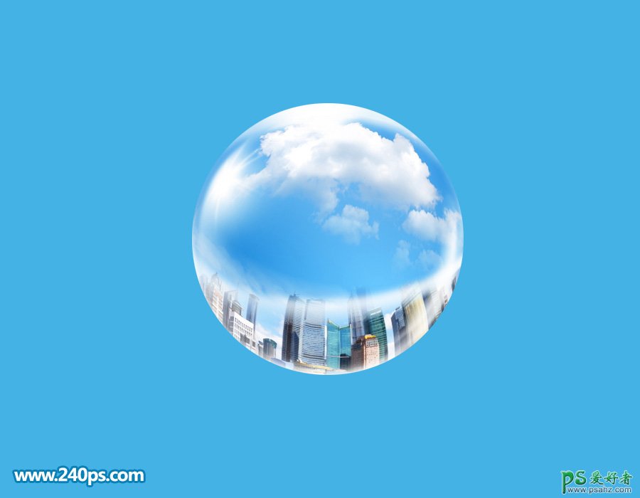 PS图片特效制作教程：打造漂亮透明气泡中的城市全景图片