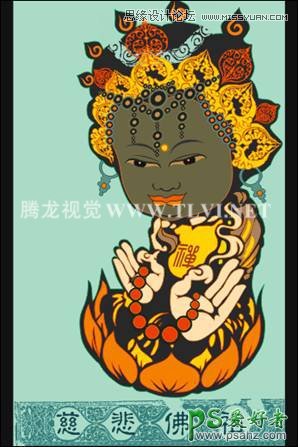 CorelDRAW手绘一张失量卡通风格佛像图片，慈悲的佛祖失量图素材