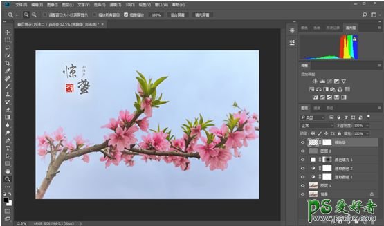 LR静物调色教程：学习给漂亮的桃花静物图片调出清新丰富的颜色。