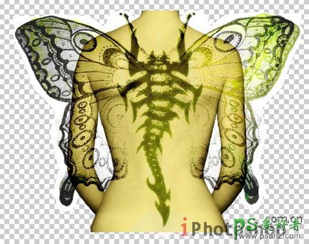 PS人像合成教程：创意合成漂亮的蝶蝎美女人体照片