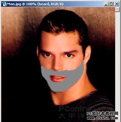 photoshop给美男子脸上加上淡淡的胡须的方法