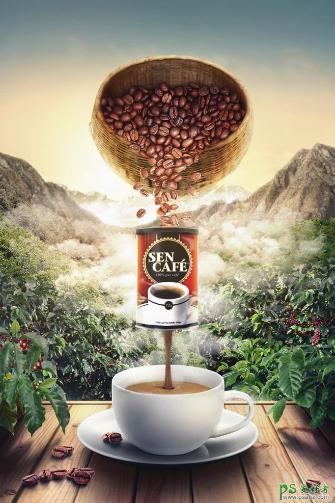 纯天然咖啡产品宣传海报，漂亮大气的原味咖啡海报图片欣赏。