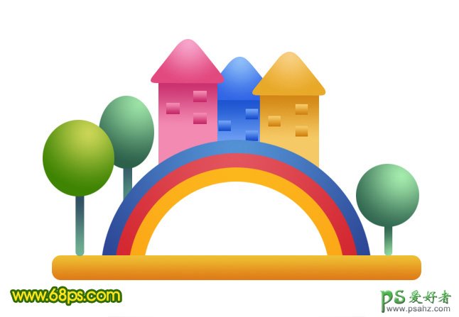 PS制作儿童喜欢的卡通效果的小房子，积木小房子