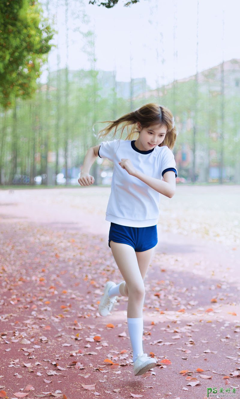 萝莉美少女学生运动服外拍可爱写真图片，长腿诱人学生制服少女图
