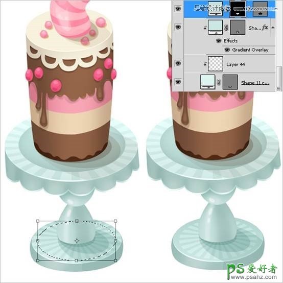 PS鼠绘教程：绘制精美的生日蛋糕失量图-绘制甜美精致的蛋糕