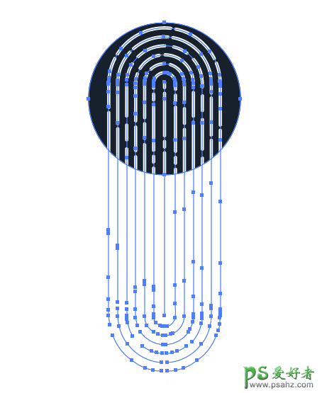 Illustrator手绘时尚的指纹识别按扭，手机指纹解锁功能按扭。