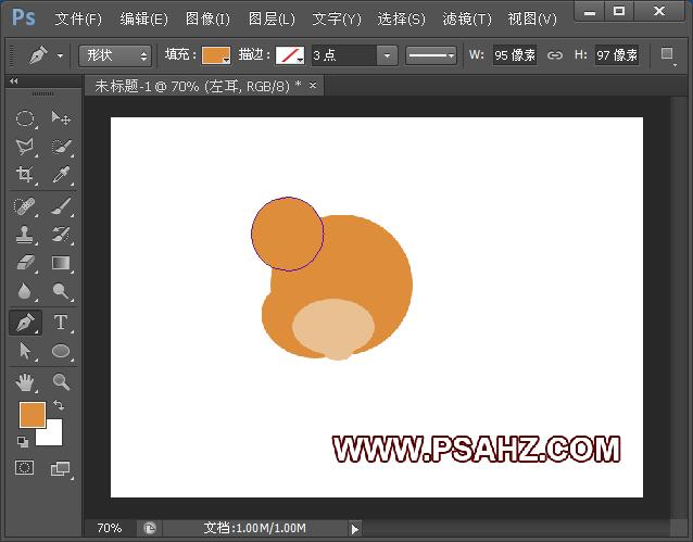 PS鼠绘实例教程：通过形状及钢笔工具绘制可爱的小老鼠卡通画