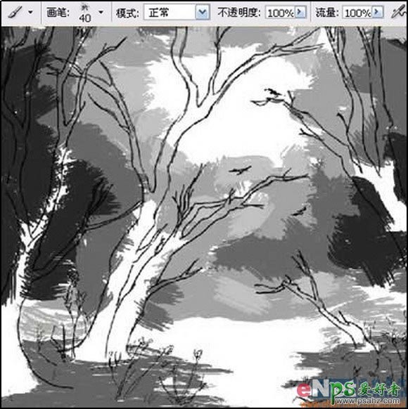 PS鼠绘教程：教你绘制漂亮的魔幻风景水墨画效果图片教程