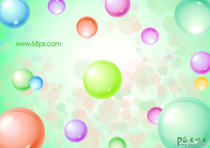 photoshop绘制时尚的七彩泡泡水晶壁纸，泡泡桌面壁纸制作