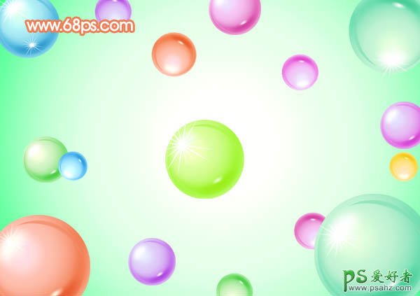 photoshop绘制时尚的七彩泡泡水晶壁纸，泡泡桌面壁纸制作
