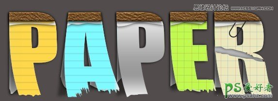 photoshop特效字：制作破损的纸张个性字，贴纸艺术字