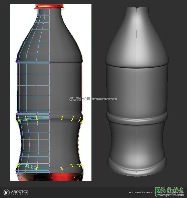 使用Maya软件来创建一个可口可乐的瓶子模型，逼真的可乐瓶子。