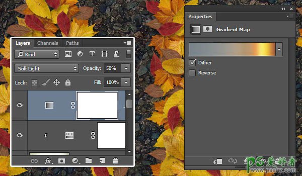 PS个性贴图文字制作教程：设计一例非常有趣的秋季树叶拼贴字体