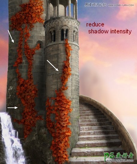 PS合成教程：利用素材,笔刷，调整图层合成秋季唯美的城堡场景图