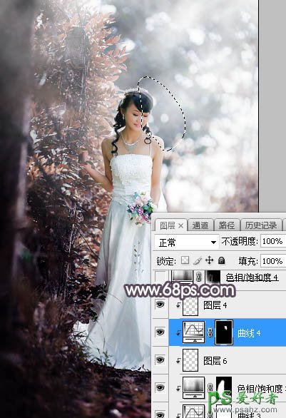 Photoshop给低胸性感的美女婚纱照调出唯美的中性红褐色