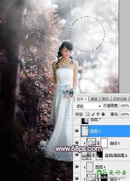 Photoshop给低胸性感的美女婚纱照调出唯美的中性红褐色