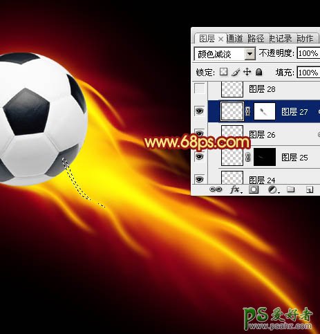 利用photoshop给足球失量图制作出动感火焰，绚丽的足球火焰效果