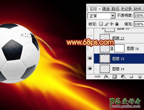 利用photoshop给足球失量图制作出动感火焰，绚丽的足球火焰效果