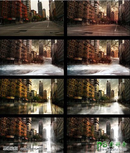 photoshop创意合成水上城市场景特效实例教程