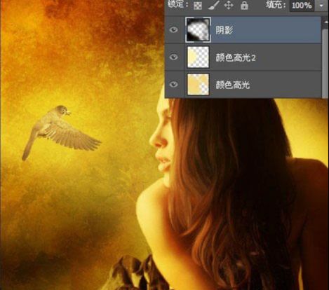 PS创意合成在梦幻场景中国外少女与空中小鸟对话的场景。
