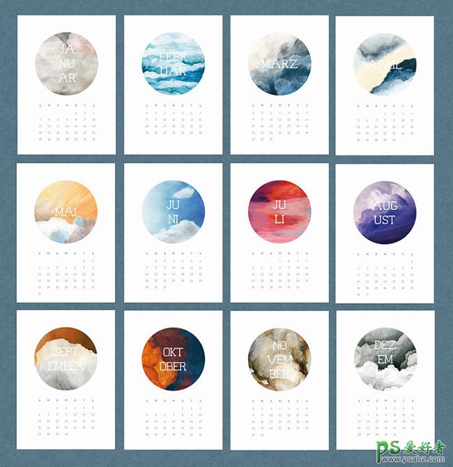 一组漂亮的国外日历年历设计作品-创意的日历设计-年历设计图