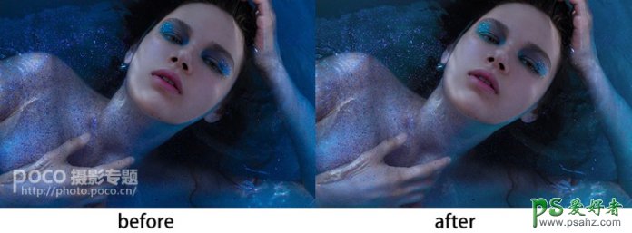 PS人像后期调色教程：给浴缸里的美女废片后期调出唯美主题的蓝色