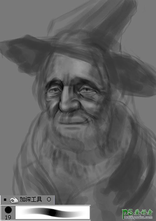 PS鼠绘教程：手绘逼真效果的老法师肖像素材图片