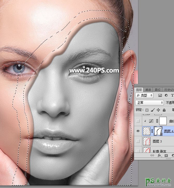 PS人像后期教程：利用溶图技术制作油漆溶解在美女脸部的特效图片