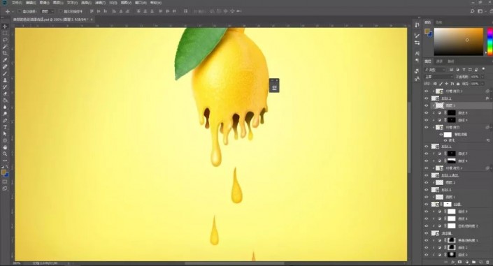 PS特效图片合成：打造油漆滴落效果的柠檬，自然色彩油漆柠檬。