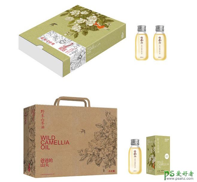 中国古典风格的茶油产品包装设计作品，创意茶油外包装设计。