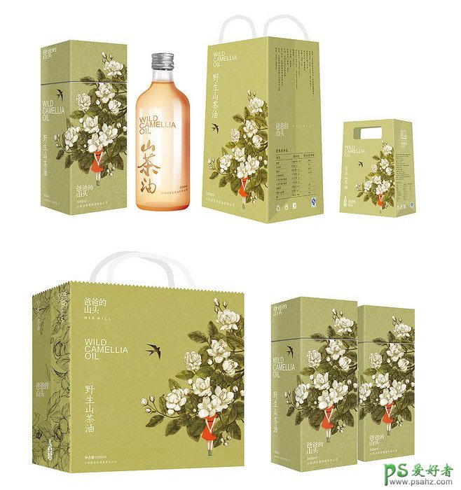 中国古典风格的茶油产品包装设计作品，创意茶油外包装设计。